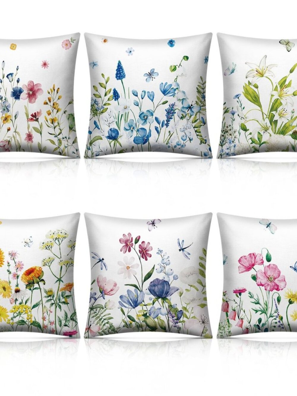 6 Pcs Wildflowers Spring Throw Pillow Covers Set Inch Flower Floral Pillow